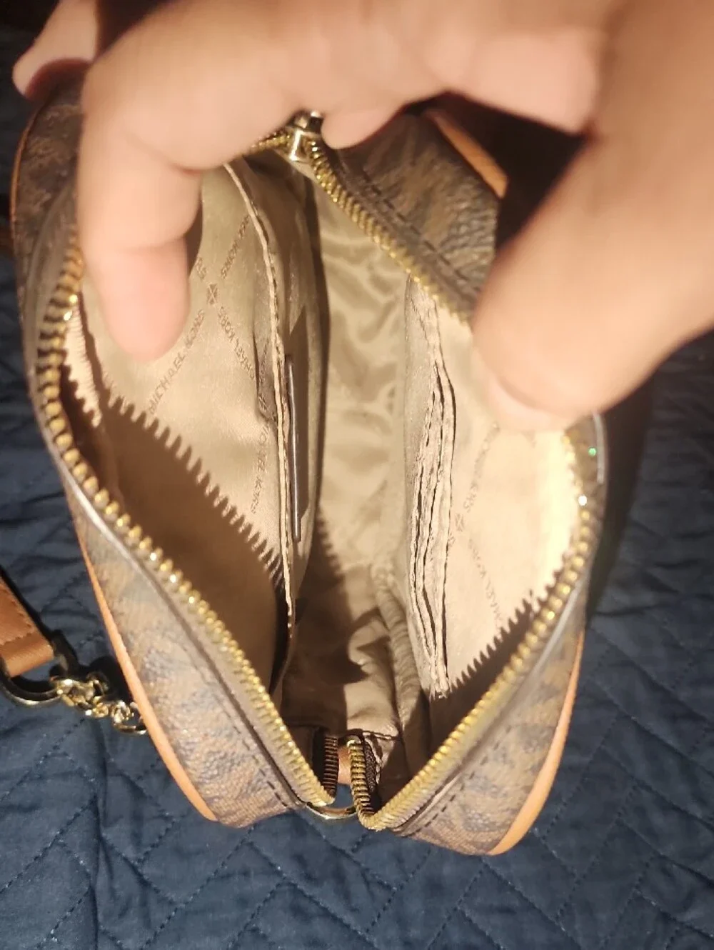 Michael Kors Brown Logo-Print Messenger Crossbody